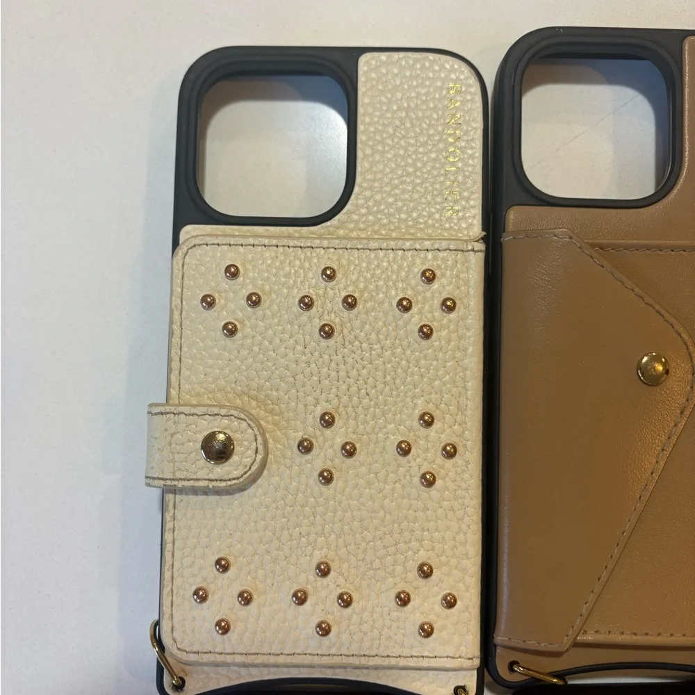 Bandolier Phone Cases Set in Cream, Tan, Black with Gold & Silver Accents